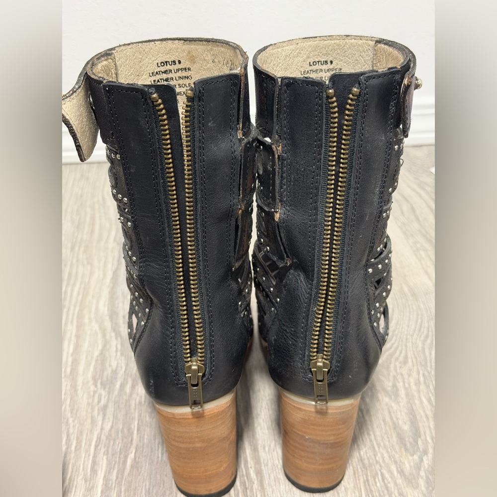 Freebird Lotus Studded Black and Brown Women's Heeled Sandals - Picture 8 of 11